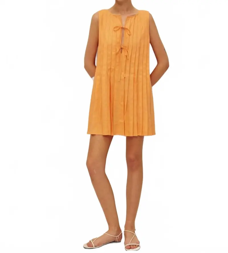 Rune Linen Dress In Orange 1