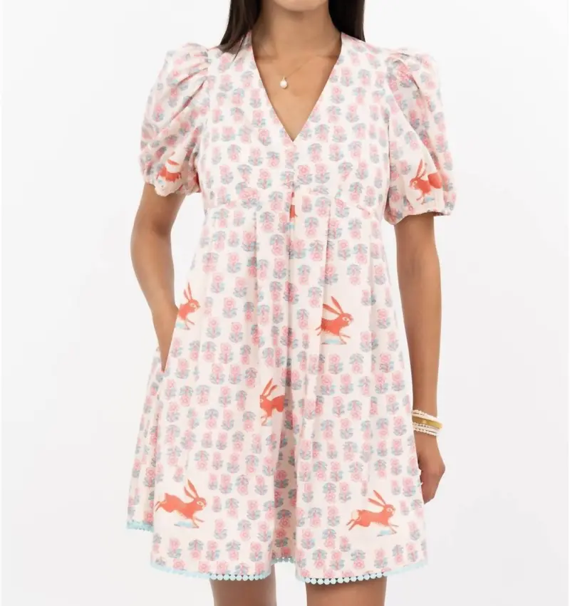Running Rabbit Mini Dress In Ivory 1