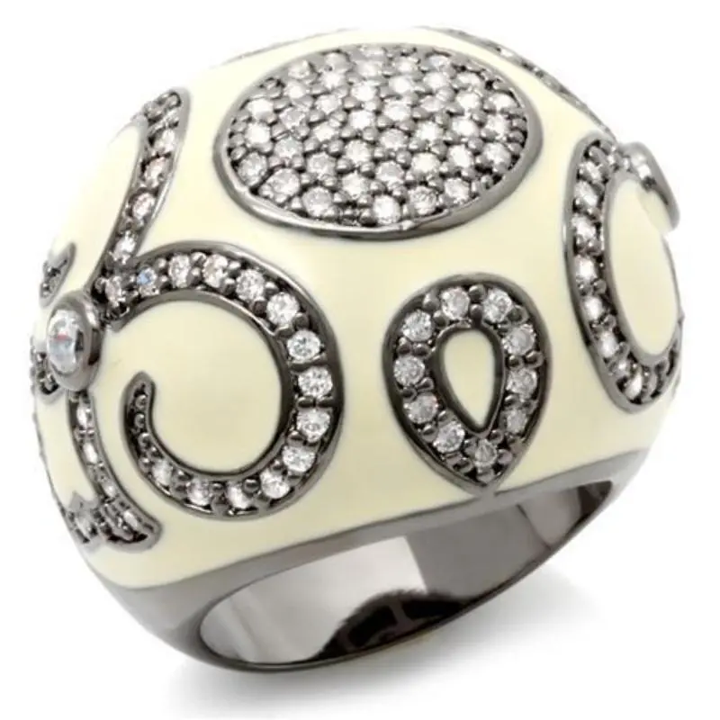 Ruthenium Brass Ring With Aaa Grade Cz In Clear 1