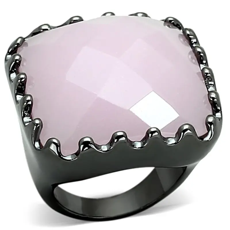 Ruthenium Brass Ring With Synthetic Synthetic Glass In Light Rose 1