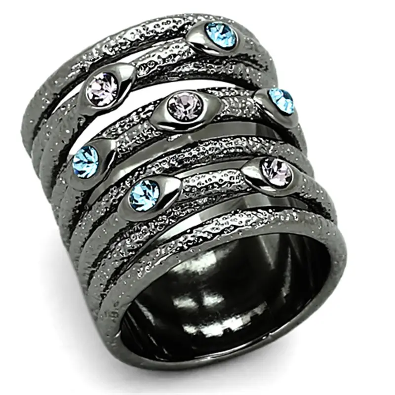Ruthenium Brass Ring With Top Grade Crystal In Multi Color 1