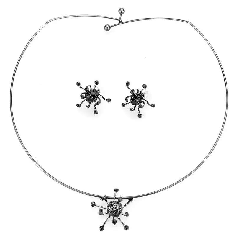 Ruthenium White Metal Jewelry Sets With Top Grade Crystal In Jet 1