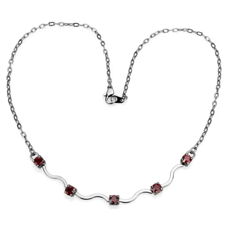 Ruthenium White Metal Necklace With Aaa Grade Cz In Siam 1