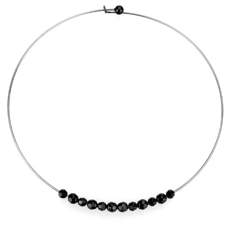 Ruthenium White Metal Necklace With Synthetic Synthetic Glass In Jet 1