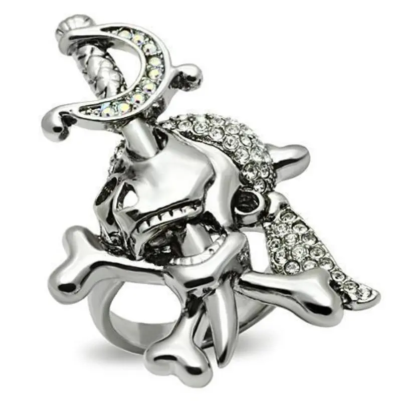 Ruthenium White Metal Ring With Top Grade Crystal In Clear 1