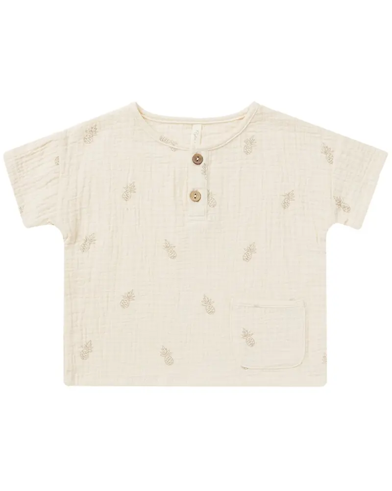 Rylee + Cru Collective Woven Henley T-Shirt 1