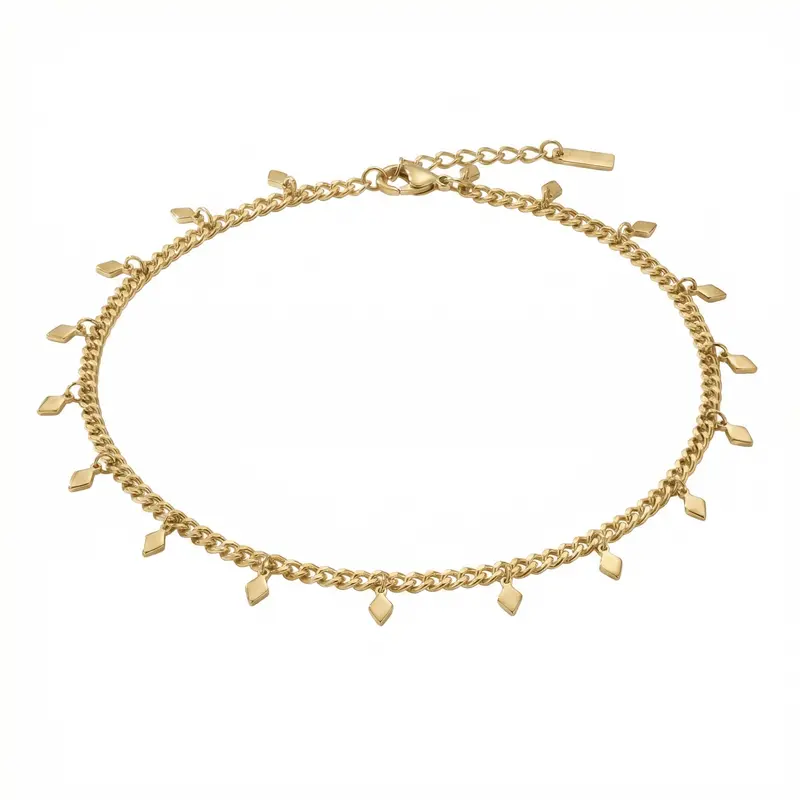 Sabrina Anklet 4Mm Curb Chain 10" Lobster Clasp 18K Plated Yellow Gold 1