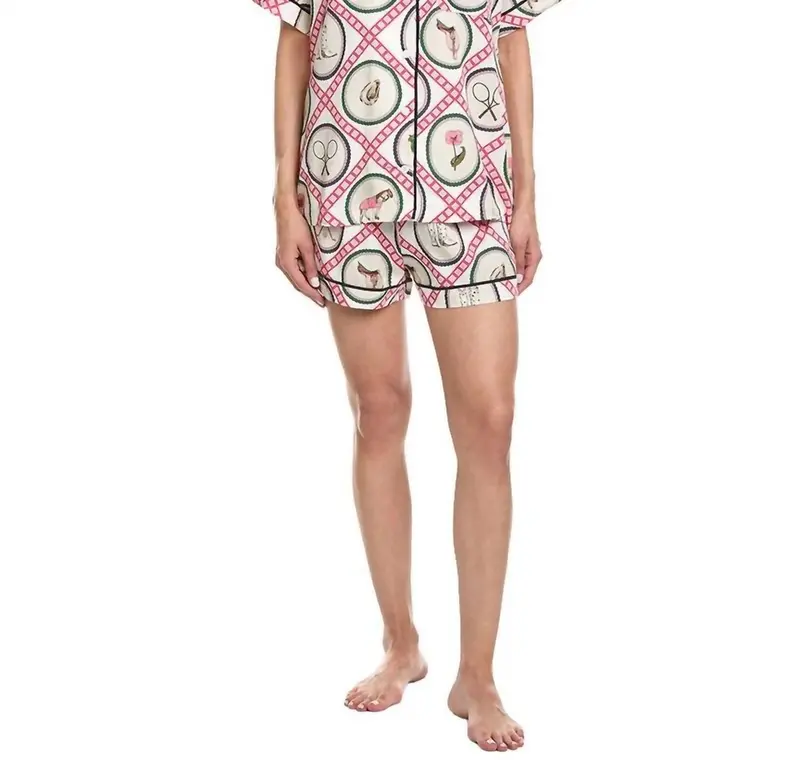 Saddles & Swings Country Club Pajama Short Set In Pink 1