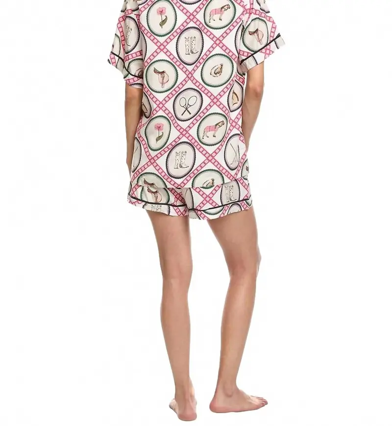 Saddles & Swings Country Club Pajama Short Set In Pink 2