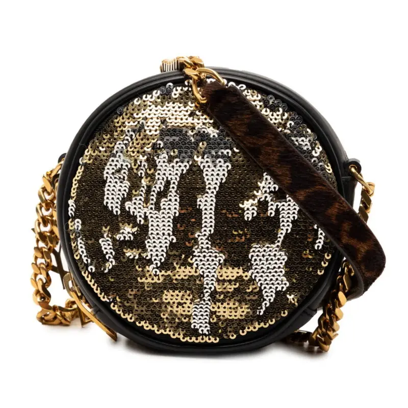 Saint Laurent Gold Spangles Leather Shoulder Bag (Pre-Owned) 1