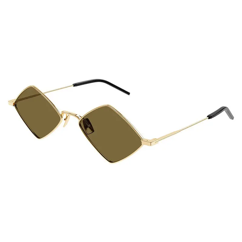 Saint Laurent Sunglasses Geometric Full Rim, Gold Frame And Brown Lens Sl302lisa011 1