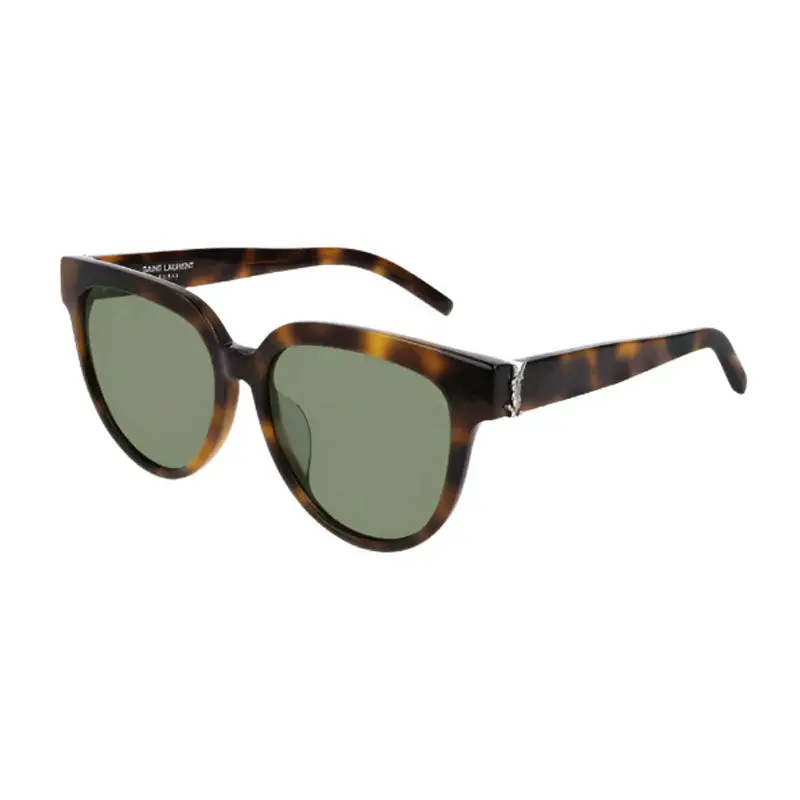 Saint Laurent Sunglasses Rectangle Full Rim, Havana Frame And Green Lens Slm28005 1
