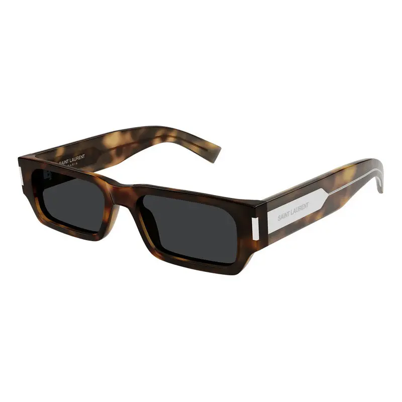 Saint Laurent Sunglasses Rectangle Full Rim, Havana Frame And Grey Lens Sl660002 1