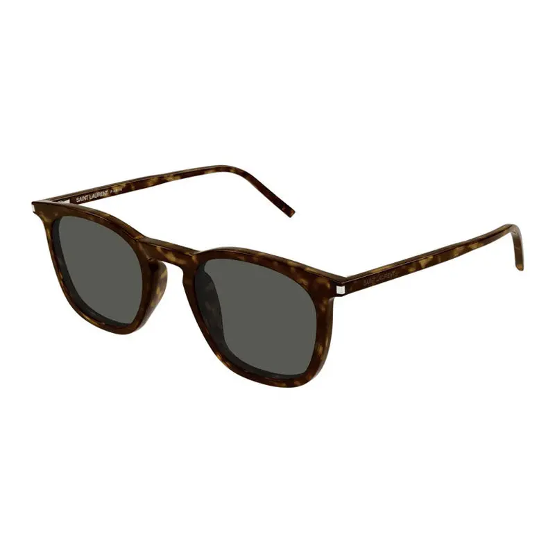 Saint Laurent Sunglasses Round Full Rim, Dark Havana Frame And Grey Lens Sl623002 1