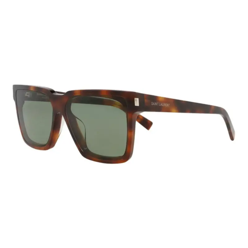 Saint Laurent Sunglasses Square Full Rim, Havana Frame And Green Lens Sl610/F003 1