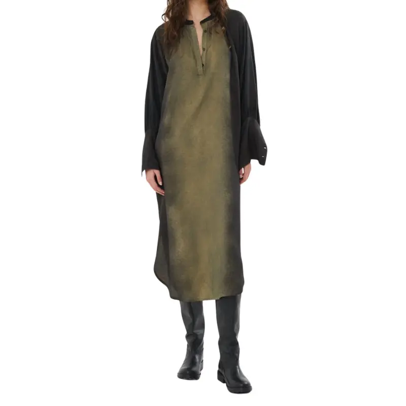 Saloner Graffiti Shirt Dress In Amila Olive Char 1