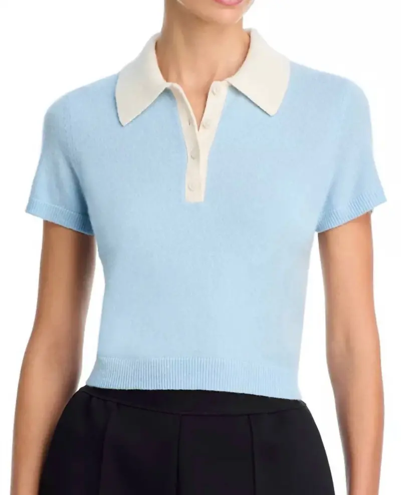 Sanders Cashmere Polo Tee In Blue 1