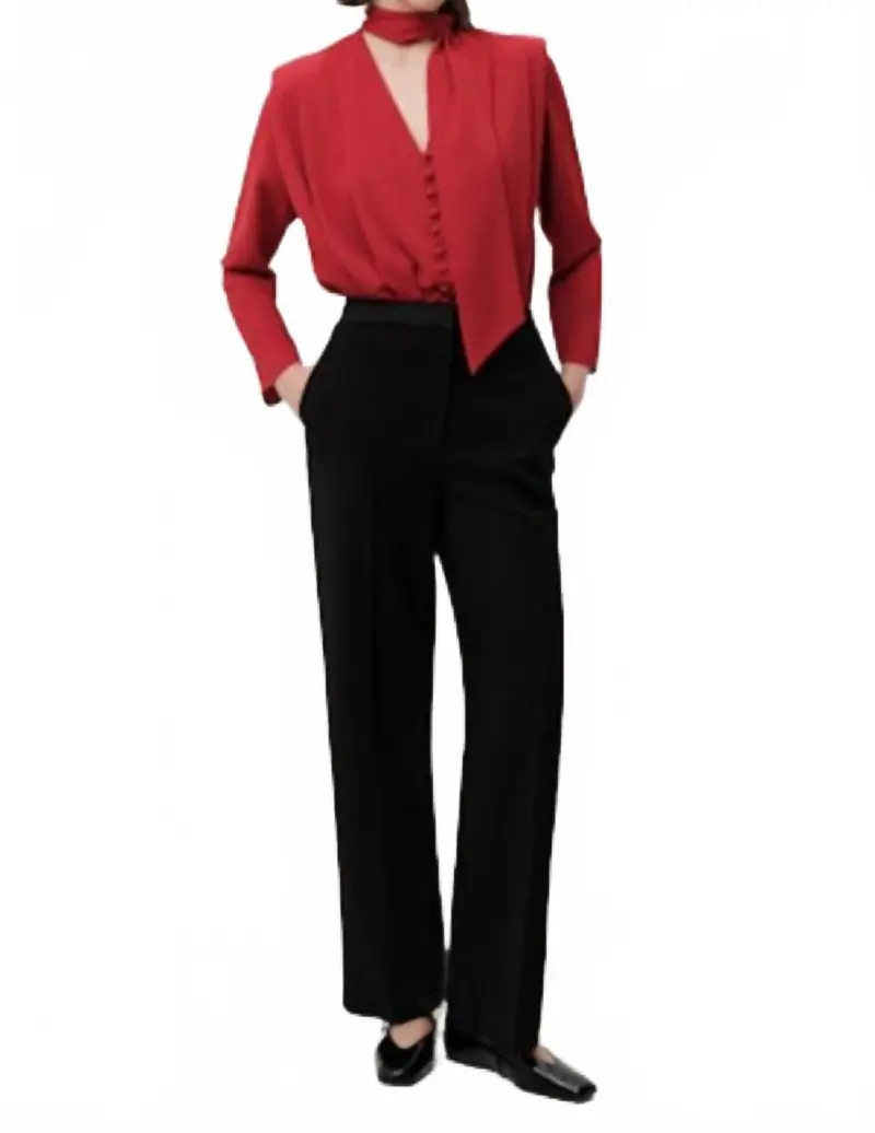 Sandy Long Sleeve Blouse In Red 1