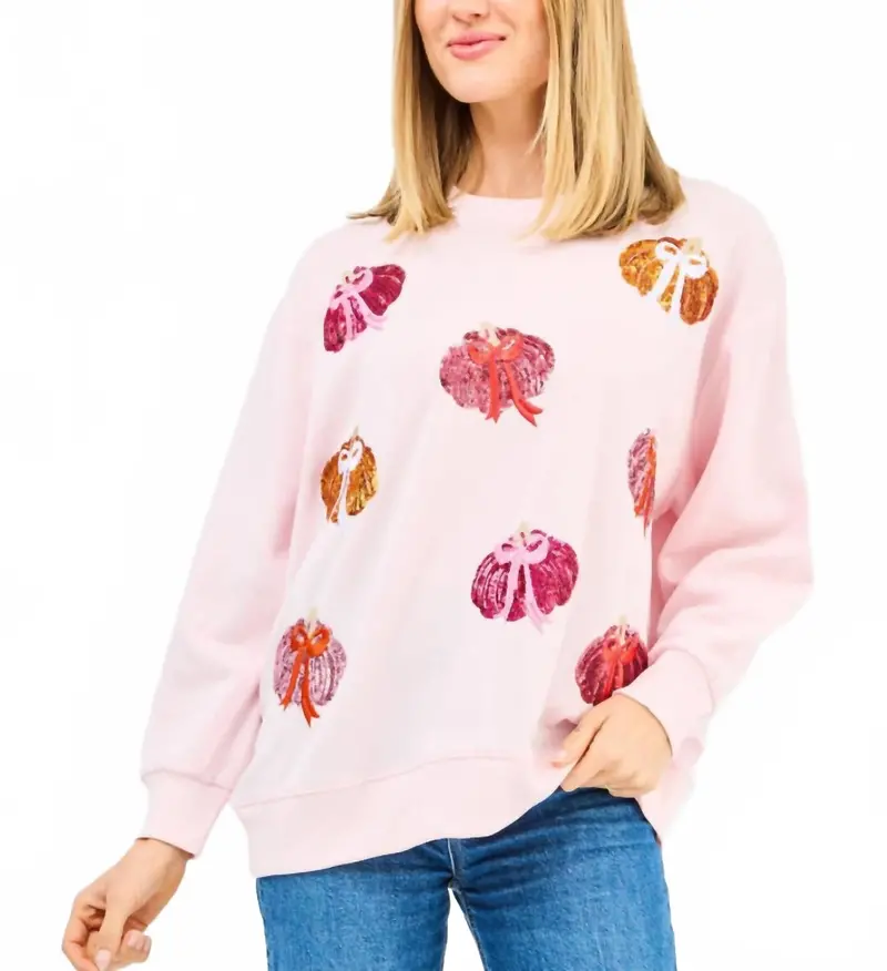 Sarah Pumpkin Bows Sweatshirt In Pink 1