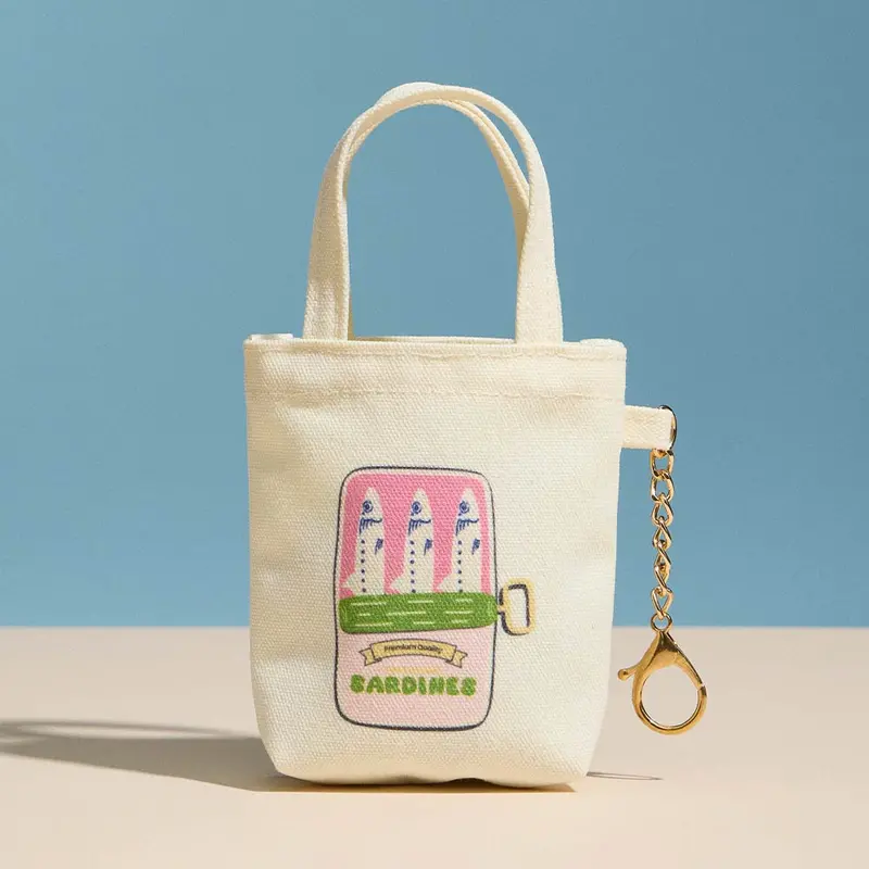 Sardine Graphic Print Keychain Mini Tote Bag 1