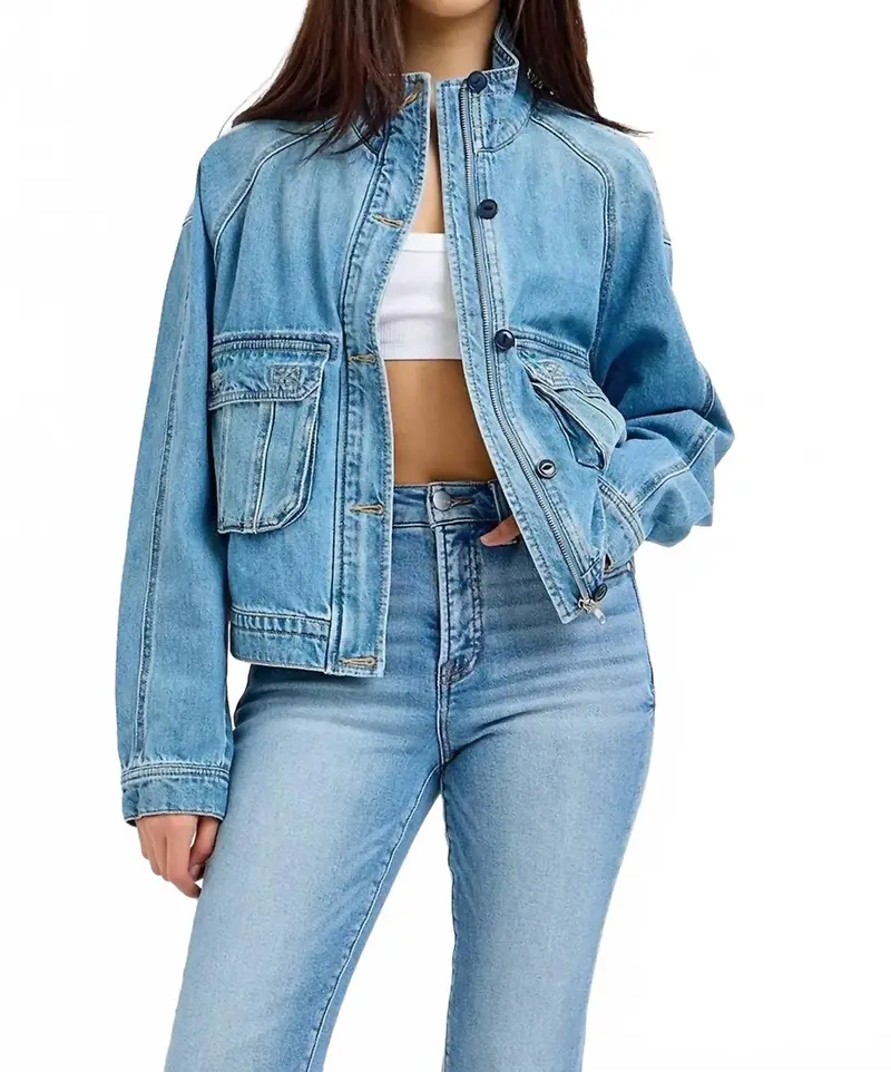 Sasha Pocket Denim Jacket In Blue 1