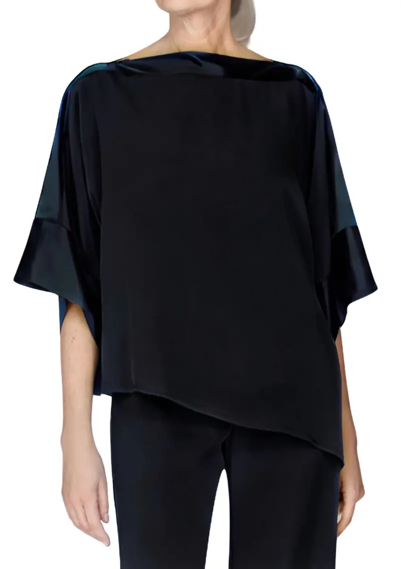 Satin Asymmetric Tunic With Satin Banding In Black 1