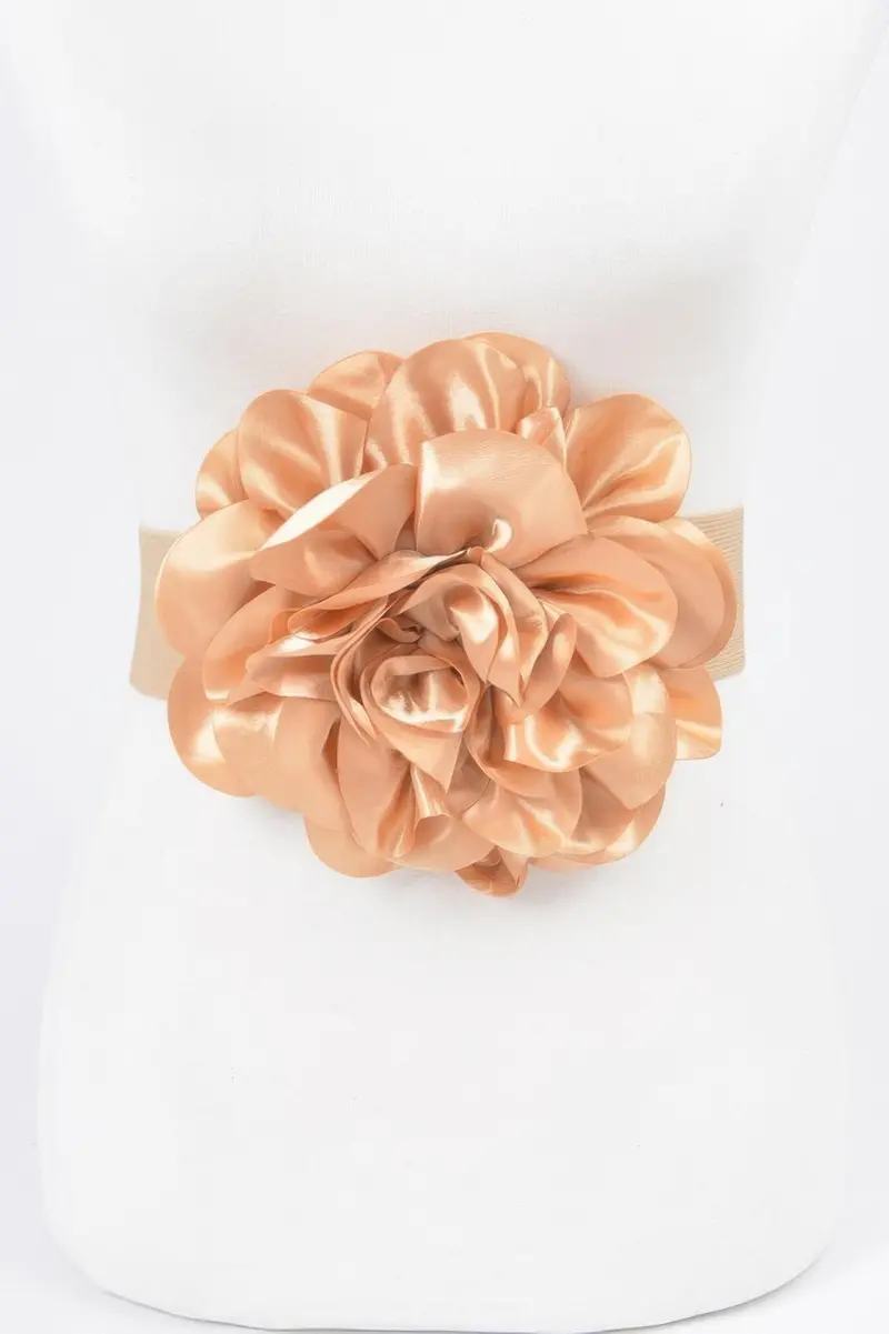 Satin Big Flower Elastic Belt 1