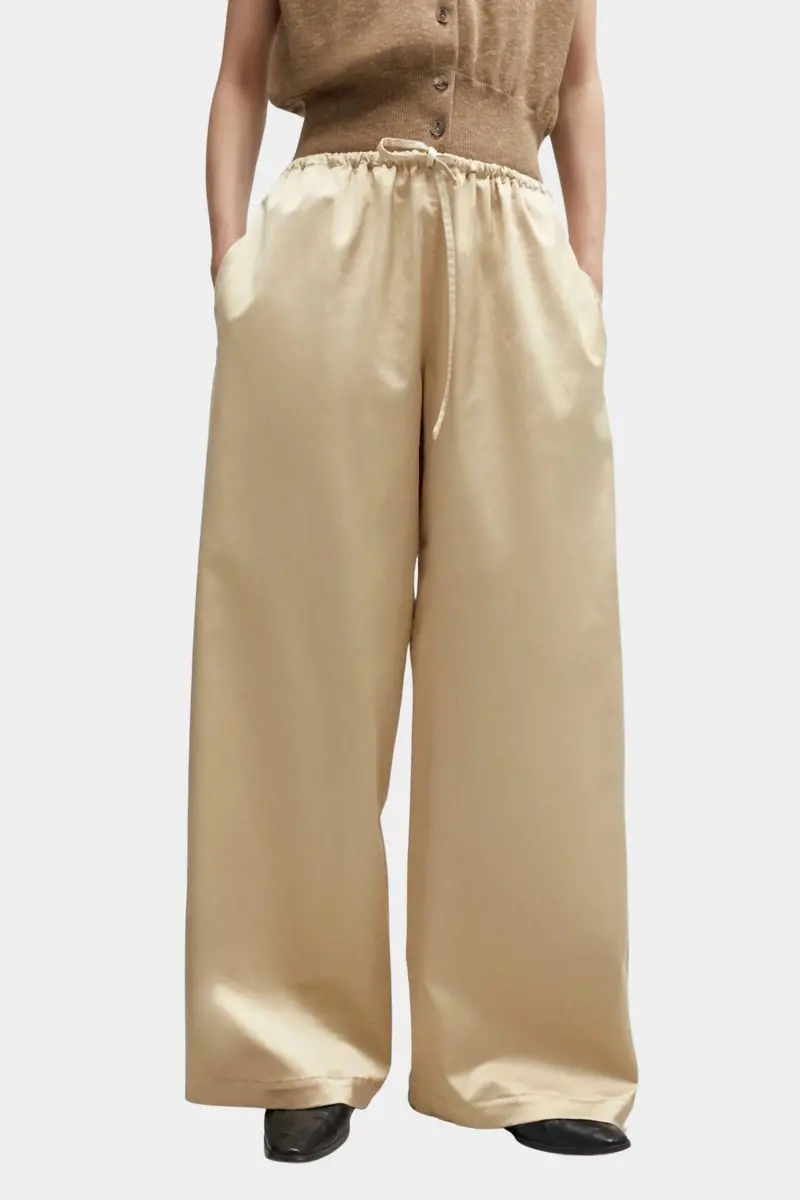 Satin Drawstring Pants In Champagne 1