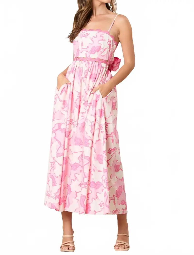 Savannah Back Tie Maxi Dress In Pink Multi 1
