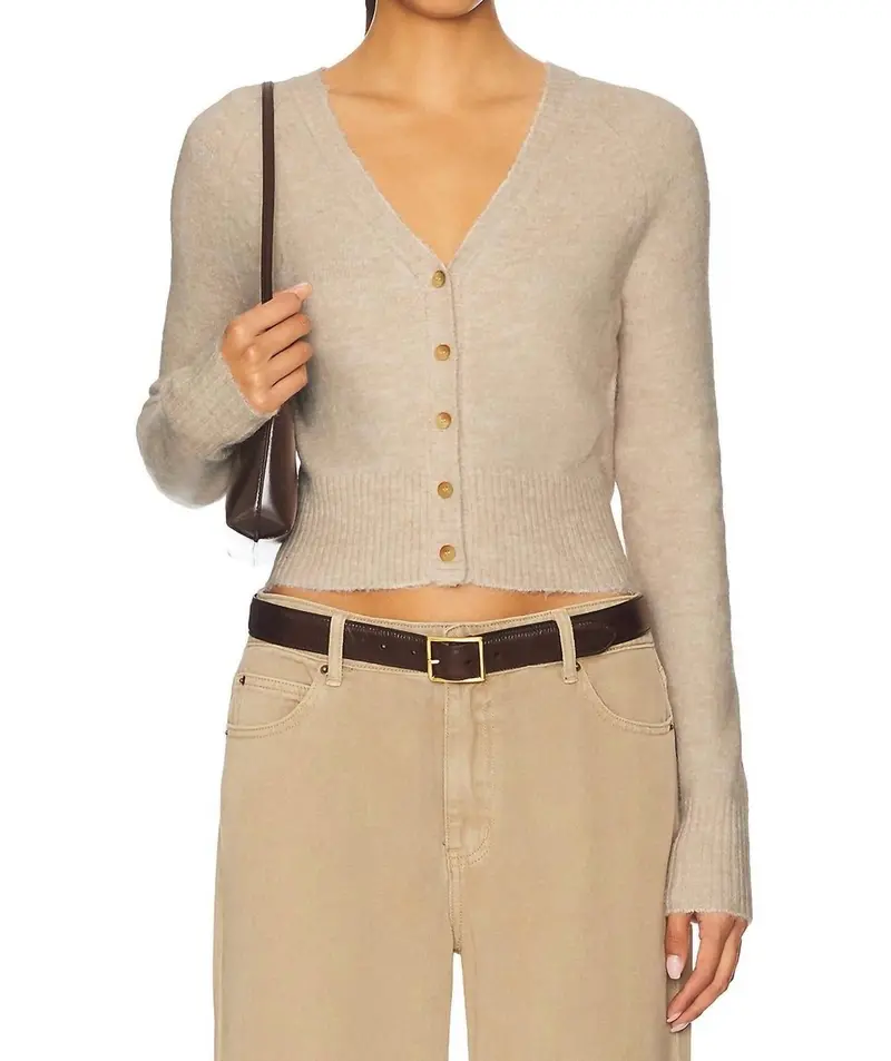 School Girl Cardigan In Taupe 1