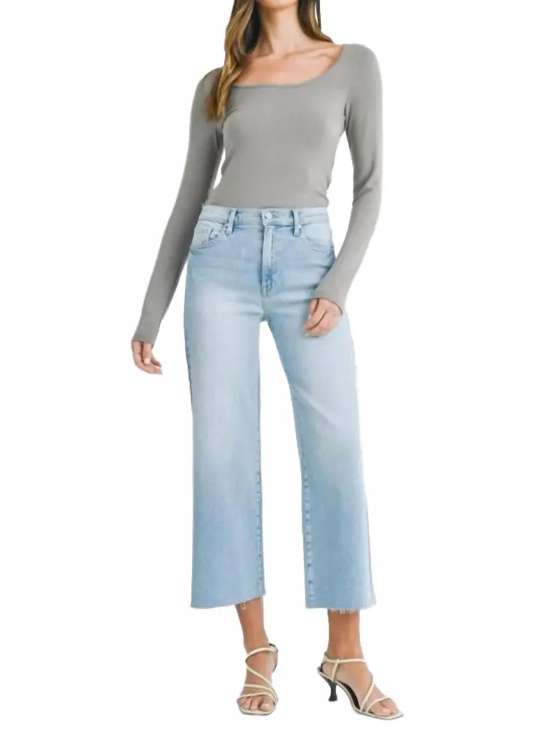 Scissor Cut Wide Leg Jeans In One Color 1