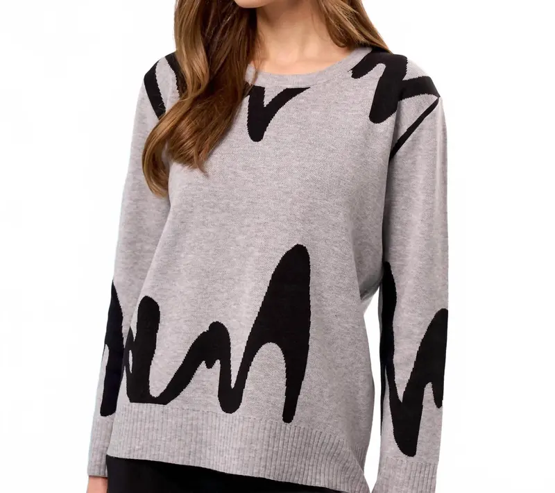 Scoop Neck Sweater In Slate/Black 1