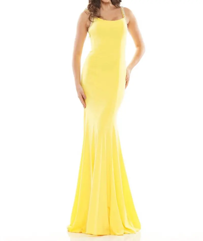 Scoopneck Lycra Gown In Lemon 1