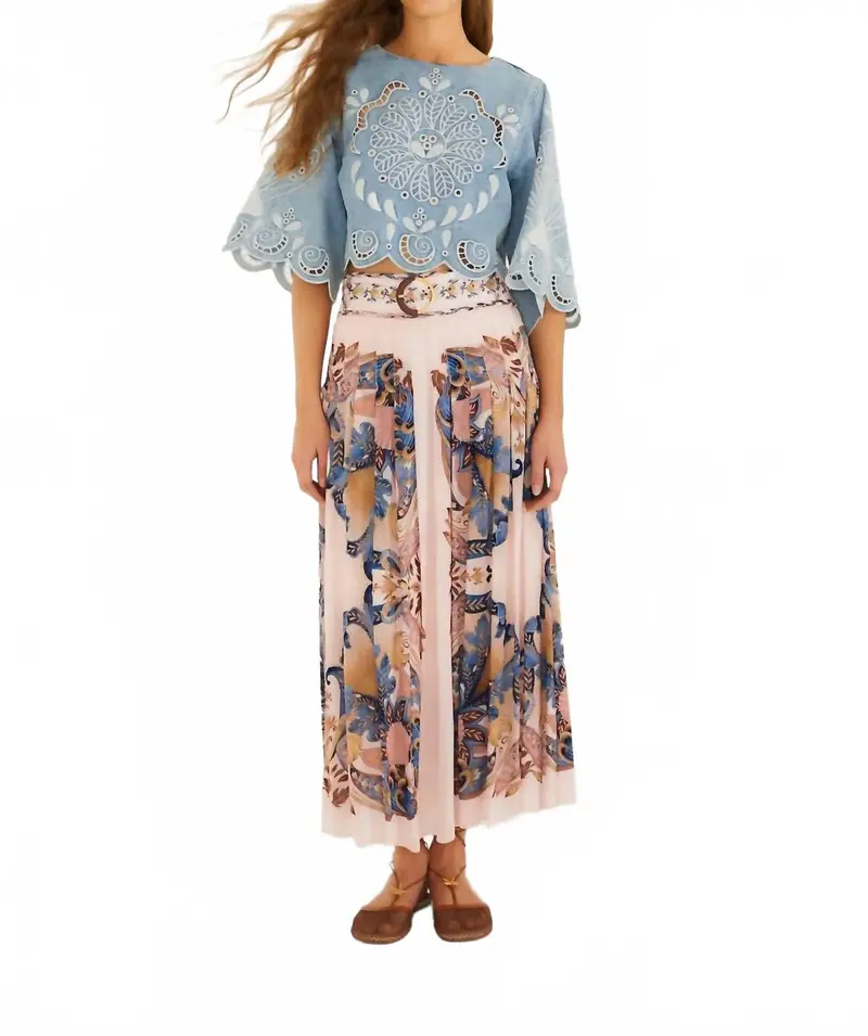 Sea Garden Scarf Maxi Skirt In Soft Pink 1