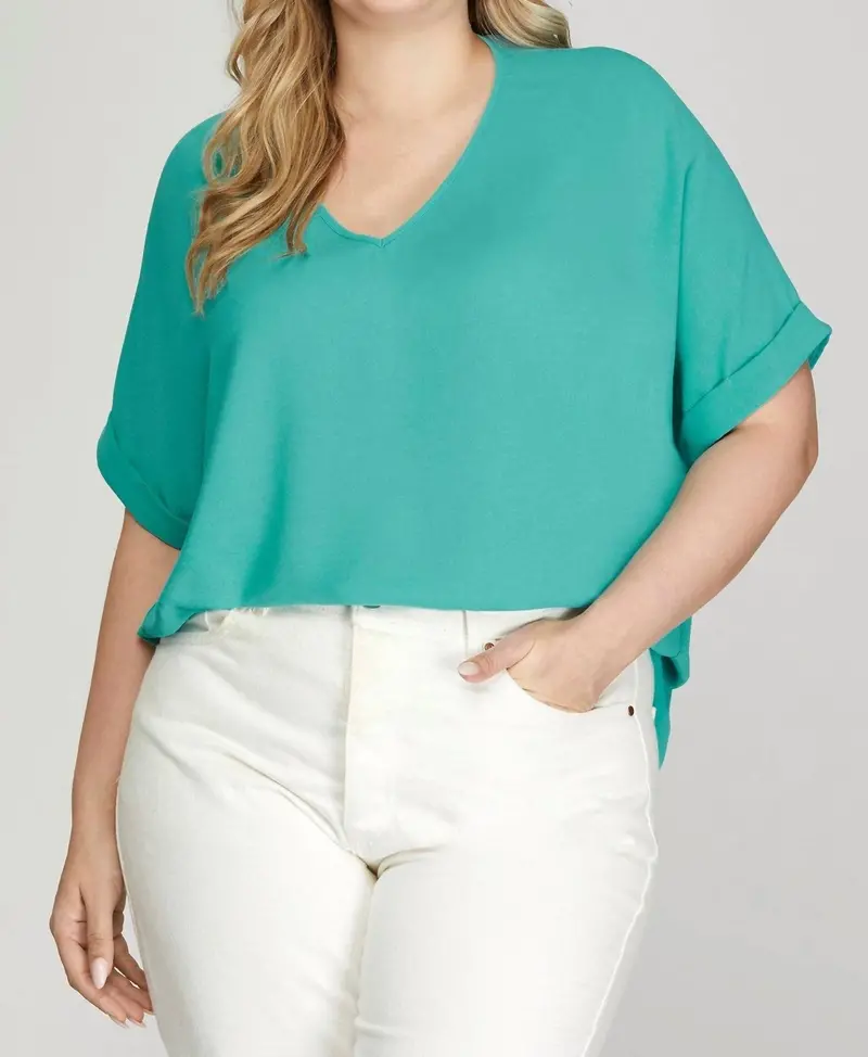 Sea Side High Low Tunic - Curvy In Aqua 1