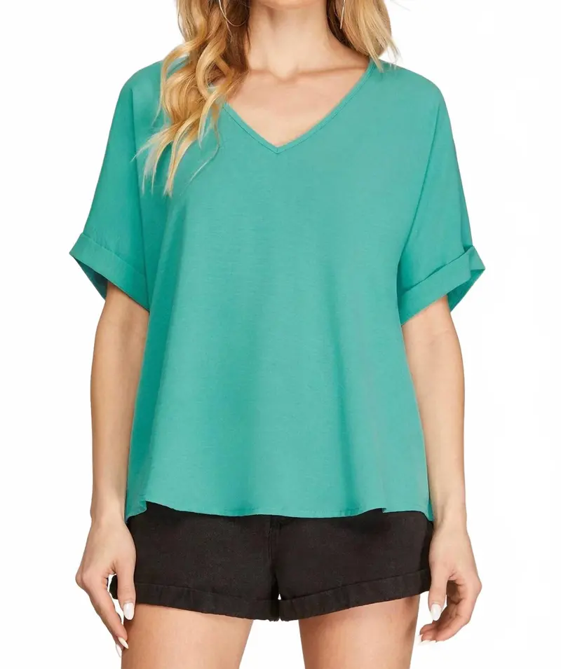 Sea Side High Low Tunic Top In Aqua 1