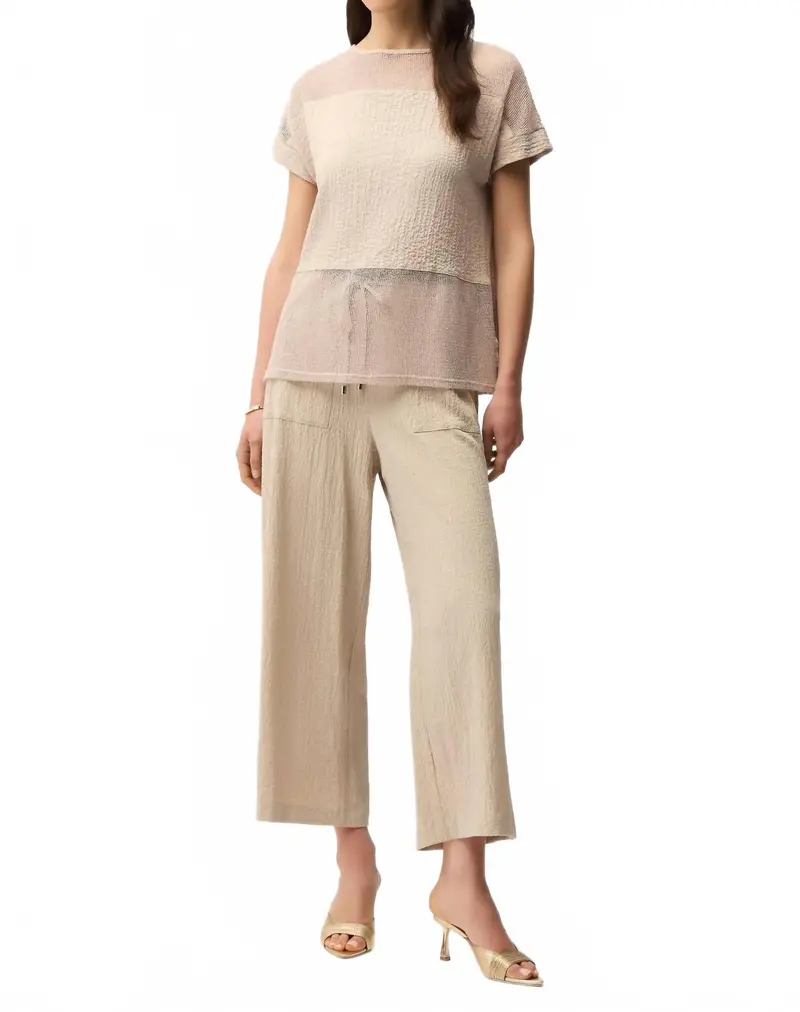 Seersucker Pull On Crop Pants In Parchment 1