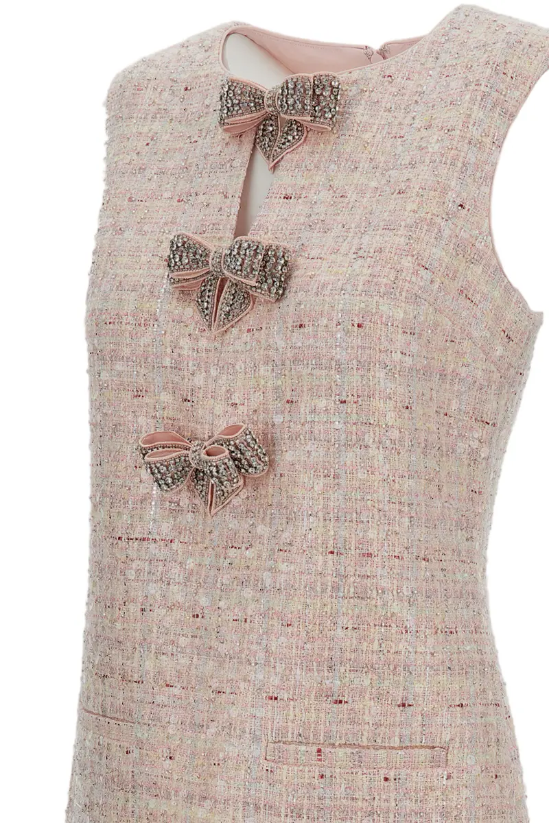 Sequin Boucle Bow Mini Dress 3