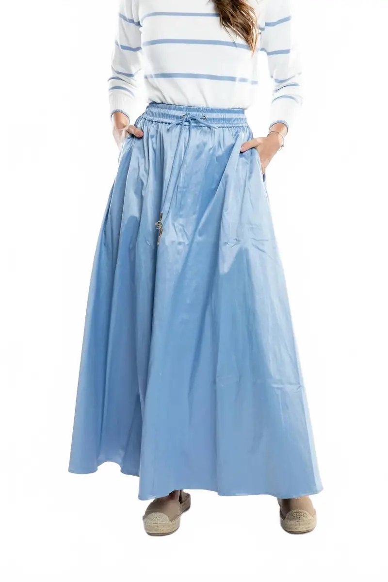 Serena Satin Skirt In Blueberry 1