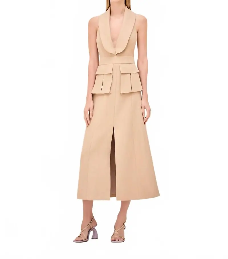 Sessile Sleeveless Midi Dress In Dune 1