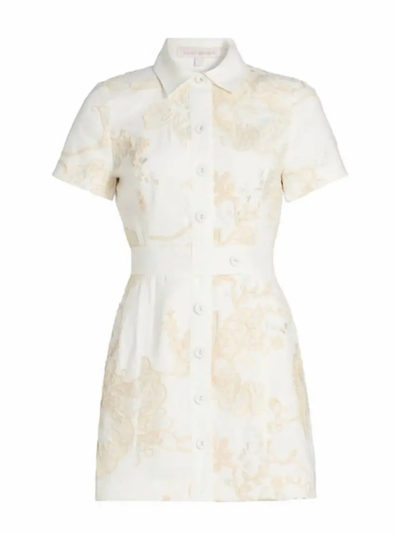 Shannon Floral Embroidered Mini Dress In White Embroidery 1