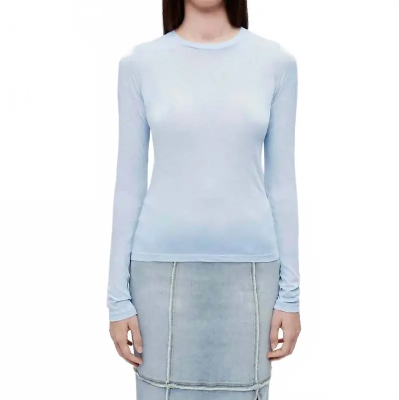Sheer Long Sleeve Tee In Baby Blue 1
