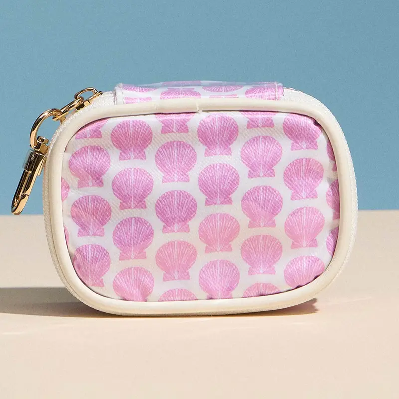 Shell Pattern Print Mini Zip Keychain Pouch Bag 1