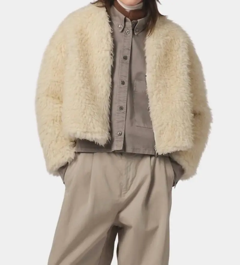 Shetland Alaska Fluff Jacket In Ecru 1