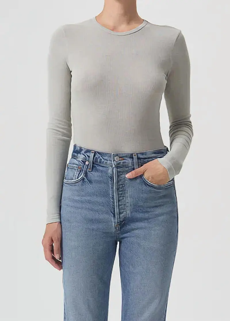 Shona Long Sleeve Tee Top In Rice Paper 1