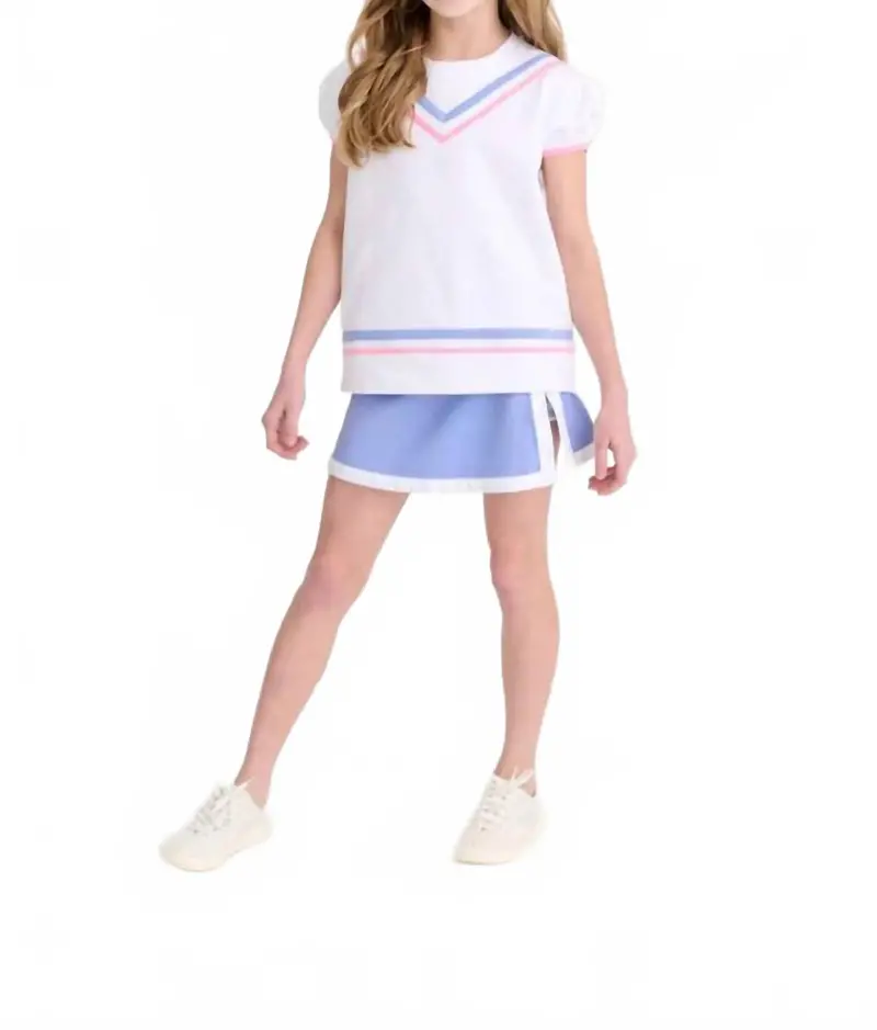 Short Puff Sleeve Cassidy Comfy Crewneck Shirt In Worth Avenue White 1