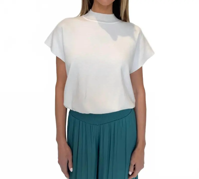 Short Sleeve Drop Shoulder Sweater In Ivory 1