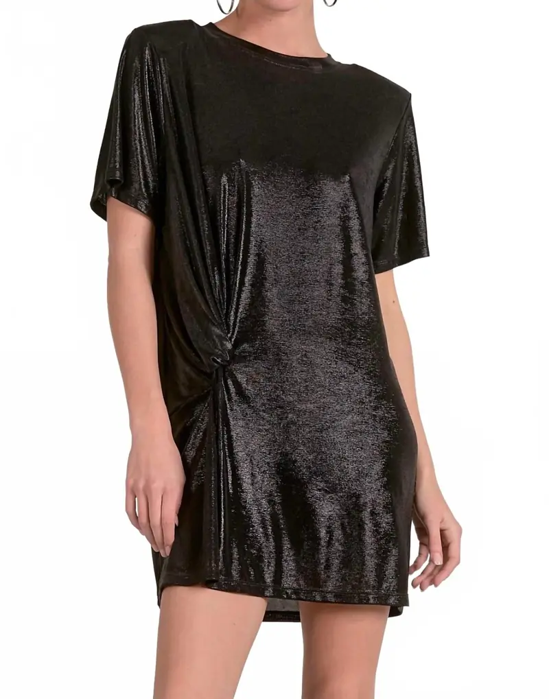Short Sleeve Mini Dress In Black 1