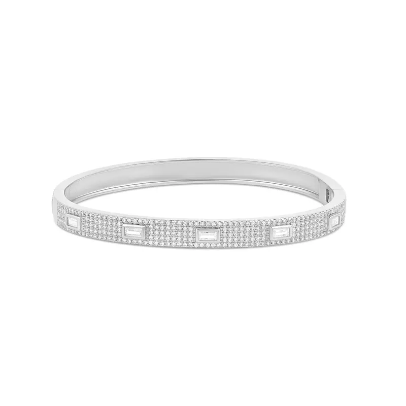 Shymi Baguette And Pave Bangle — 18K Gold-Filled, Rhodium Plated, Cubic Zirconia, Day To Nigh 1