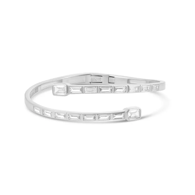 Shymi Baguette Wrap Bangle — .925 Sterling Silver, 14K Gold-Plated, Rhodium Plated, Cubic Zirconia, Easy On / Off, Day To Night 1